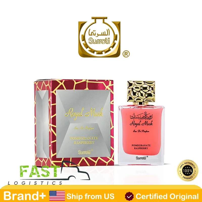 

Surrati Royal Musk Pomegranate Raspberry Eau De Parfum Women 100ML Long Lasting Arabian Perfume Spray with Pineapple Fruity