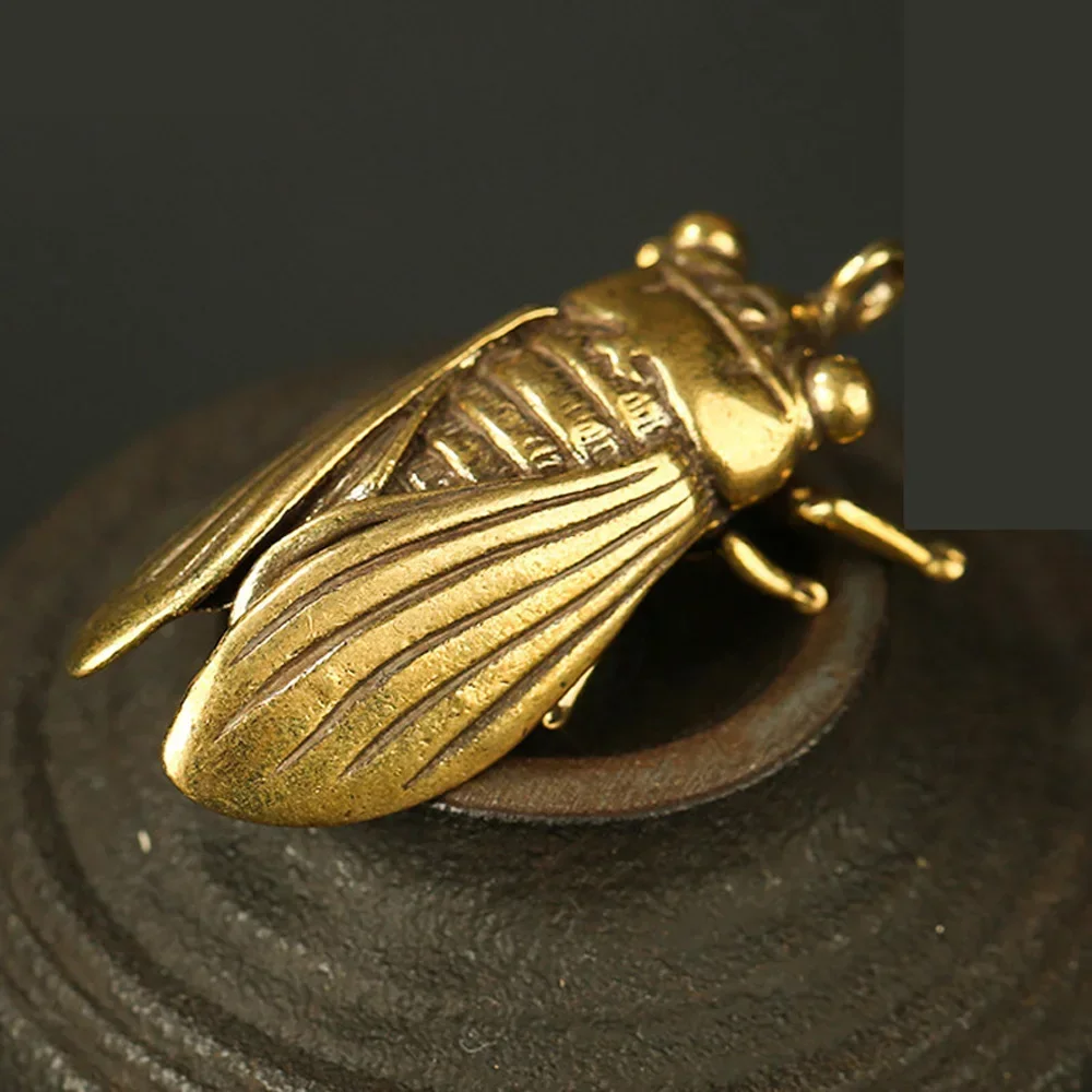 Brass Cicada Ornaments Handmade Creative Pure Brass Cicada Collection Exquisite Statue Ornaments Decor