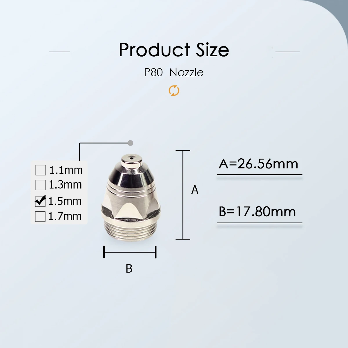 Punta de boquilla de electrodo CNC de corte P80, consumible para antorcha de corte por Plasma P-80, 1,5mm, 80A