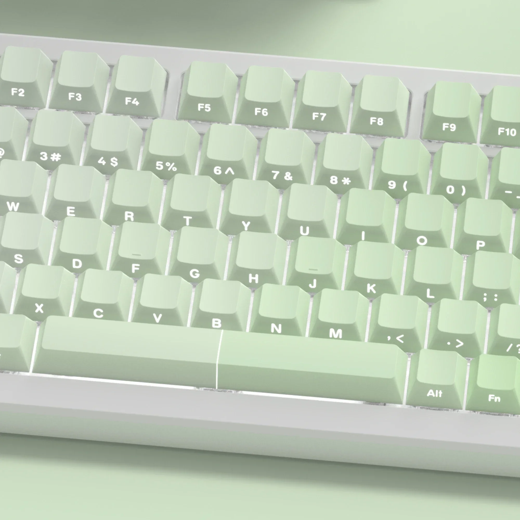 

121 Key Side Print Shine Through Double Shot Backlit Gradient Fruit Green keycaps For MX Mechanical Keyboard 108 87 84 64 61