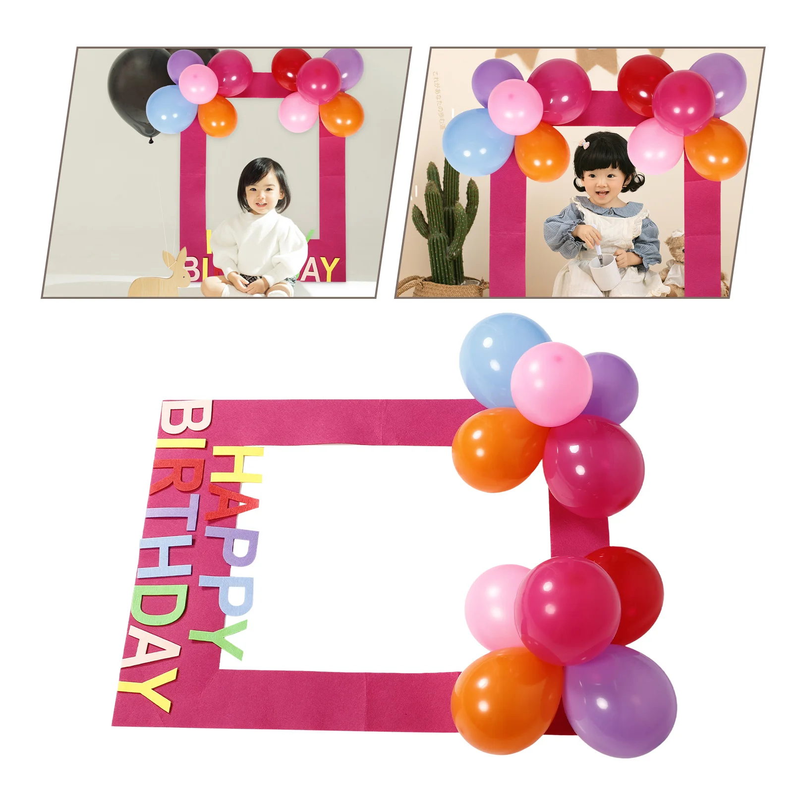 

1Set Birthday Photo Frame Party Board Decoration First Year 100 Days Celebration Stylish Happy Birthday Atmosphere Prop