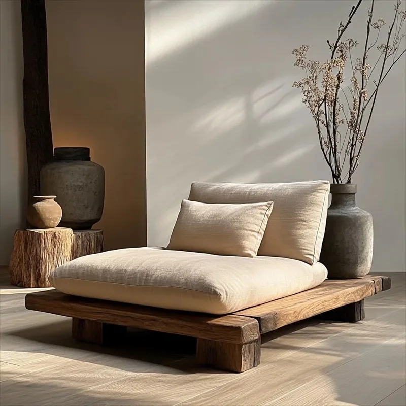 Cross-legged meditation back chair, wabi-sabi furniture, solid wood meditation meditation chair