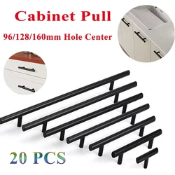 20 Pack Cabinet Pulls Matte Black Stainless Steel Kitchen Drawer Pulls Cabinet Handles 96/128/160mm Hole Center with Drill