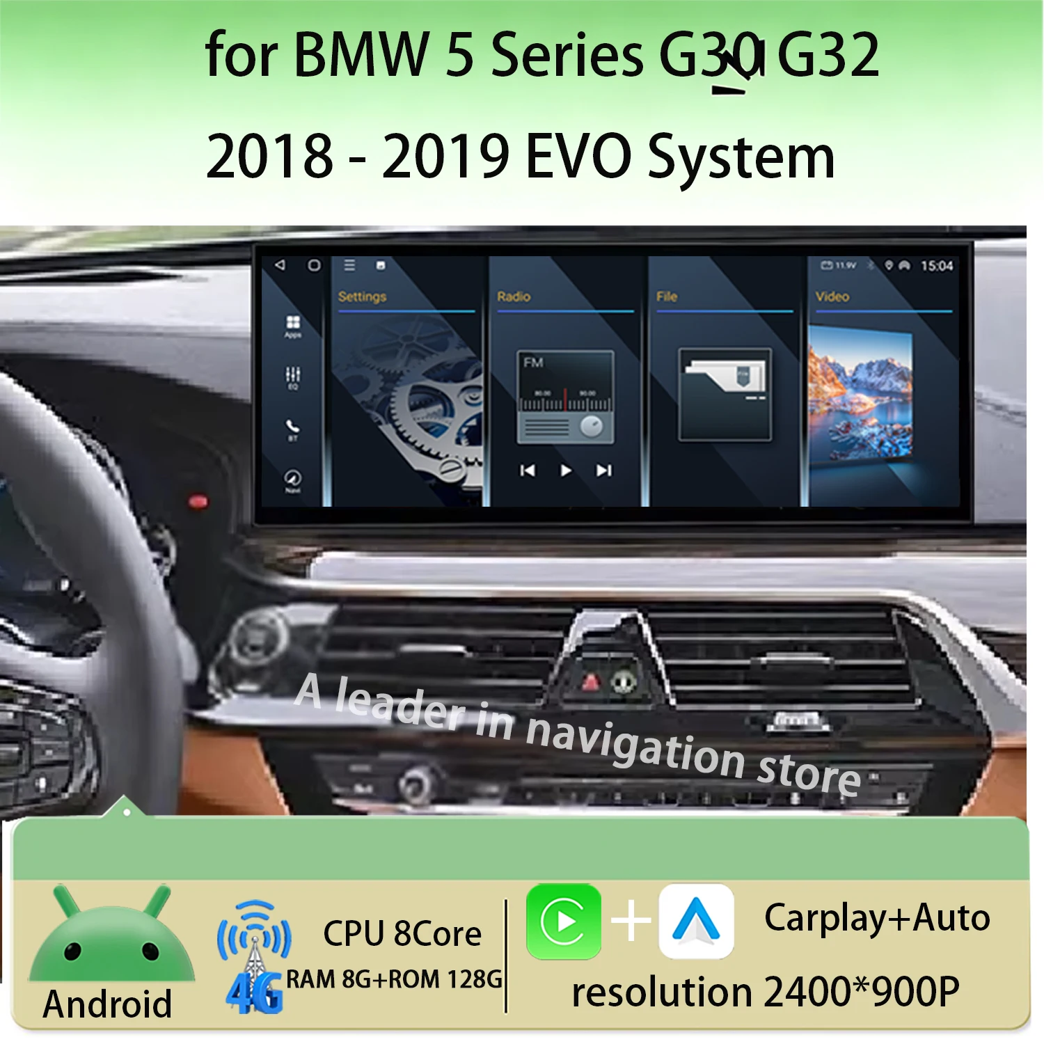 Reproductor Multimedia de Video para Auto con Radio para BMW Serie 5 G30 G32 2018-2019 Sistema EVO Carplay Auto Android 16 Navi GPS SIN 2 DIN (1)
