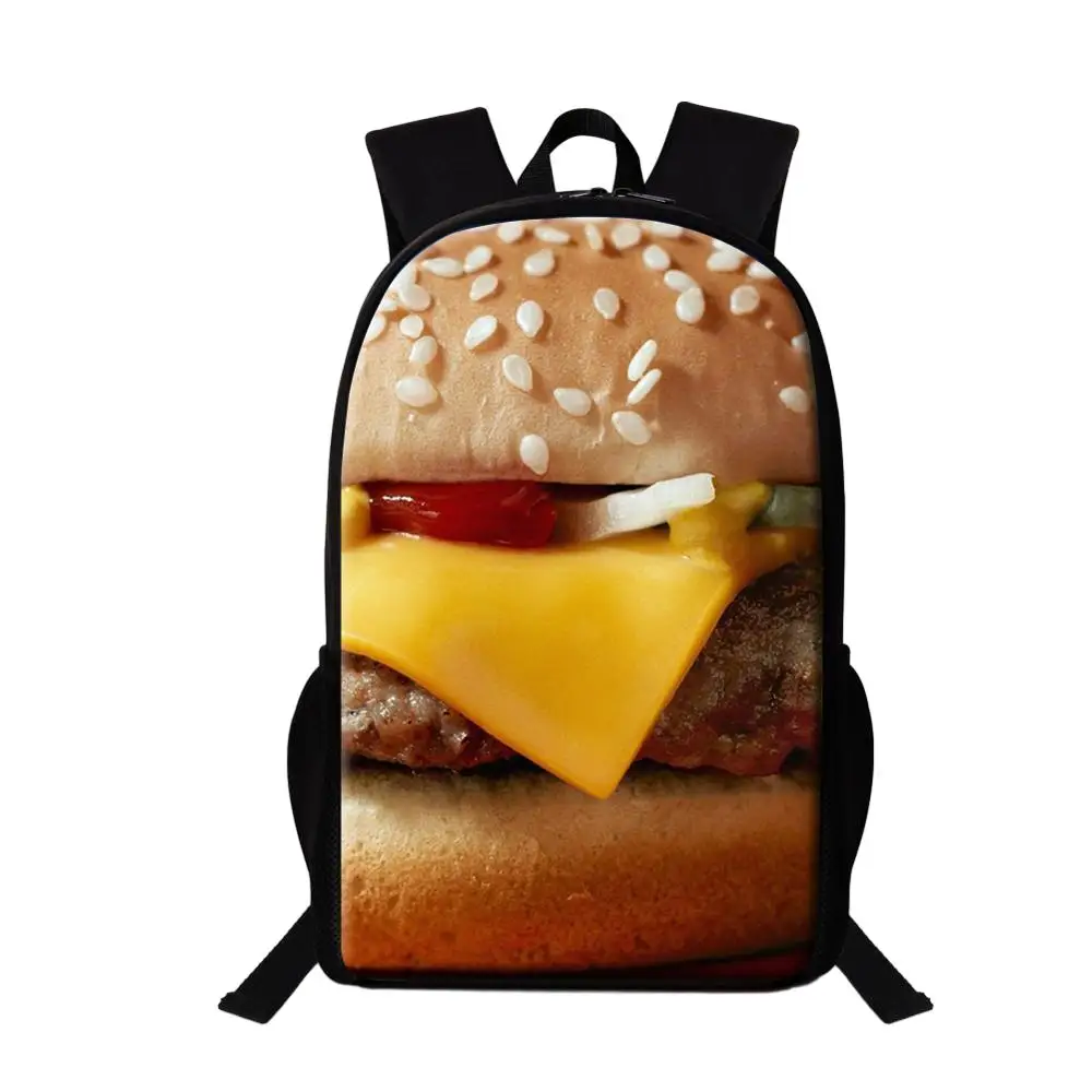 Mochila multifuncional con estampado de hamburguesa para Niño, Niña y Adolescente, mochila escolar para jardín de infantes, Cola, Pizza, hamburguesa