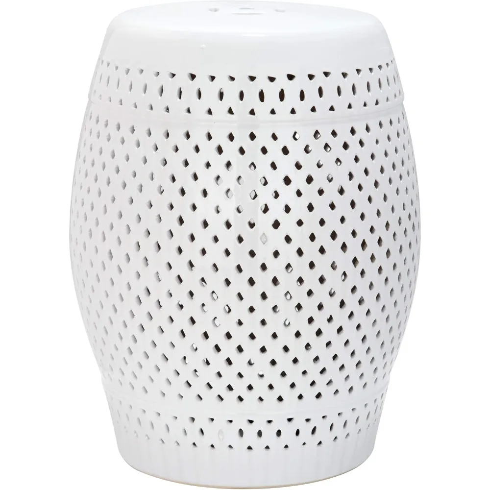 Decorative Garden Stools  Diamond Ceramic Decorative Garden Stool, White