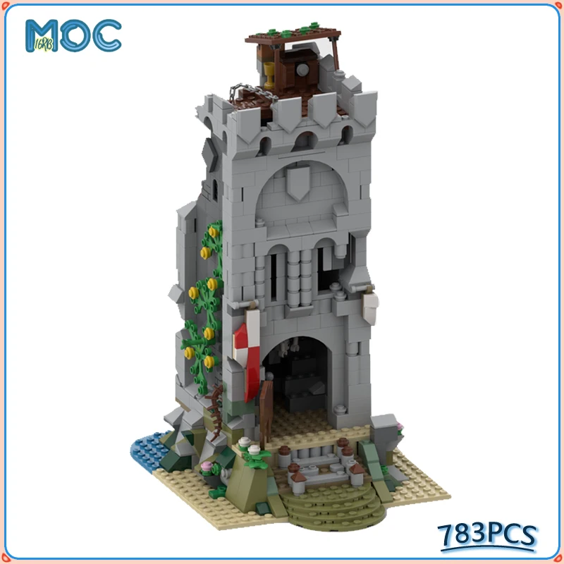 

Moc Building Blocks Abandoned Tower Modular Castle Model Technical Bricks DIY Assembly Construction Toys Education Holiday Gifts