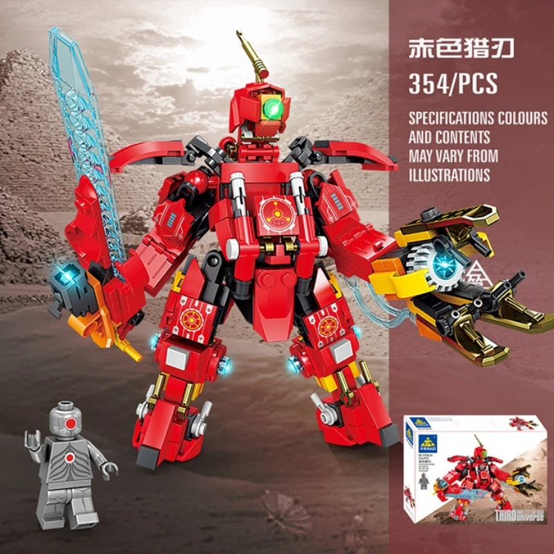 

Red Fighter Mecha Mini Particle Building Blocks Assembly Model Educational Creative Toys Festival Gift Idea