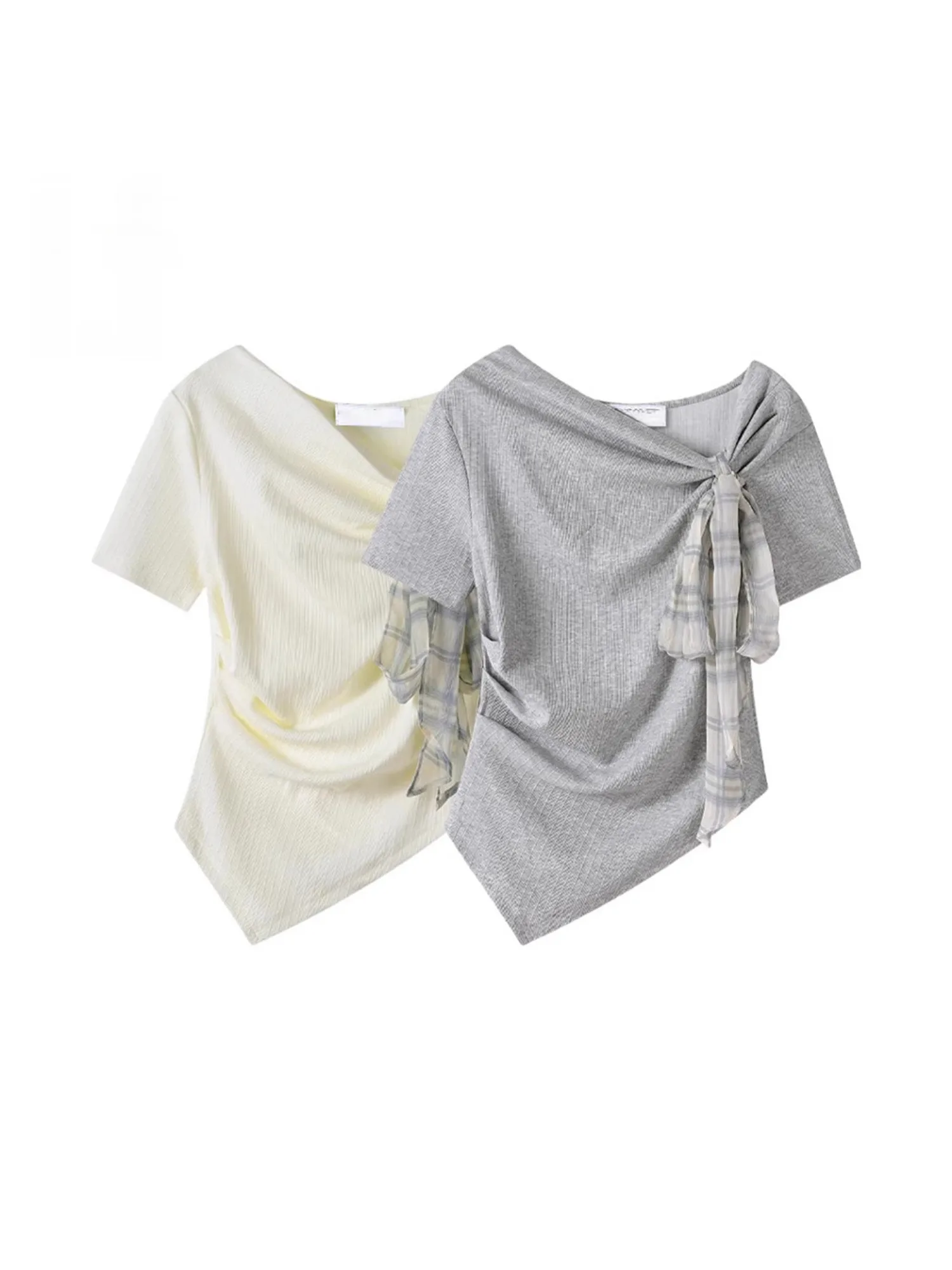 

Женская летняя новинка: футболка Sweet Knot с асимметричным кроем и эффектом стройности, а также юбка из полиэстера с драпировкой