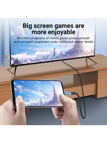 4K HD Video Conversion Cable Typec To Hdtv Same Screen Cable TV Computer 2 Meters Braided Screen Projection Cable