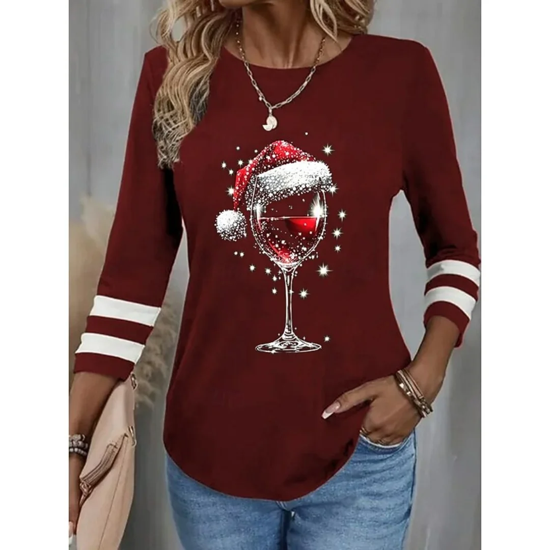 

Fashion Women's Christmas 3D Print Loose Top Pullover Long Sleeved Autumn and Winter Vintage Trendy Casual Streetwear Pullover