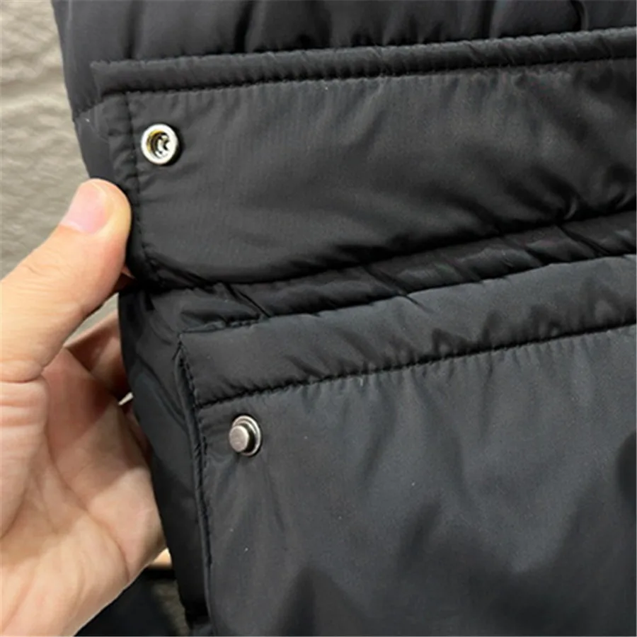 Green Men\'s Hooded Vest 2024 Winter Warm Waistcoat Men Cotton Padded Sleeveless Jackets with Big Pockets Black Thick Coat