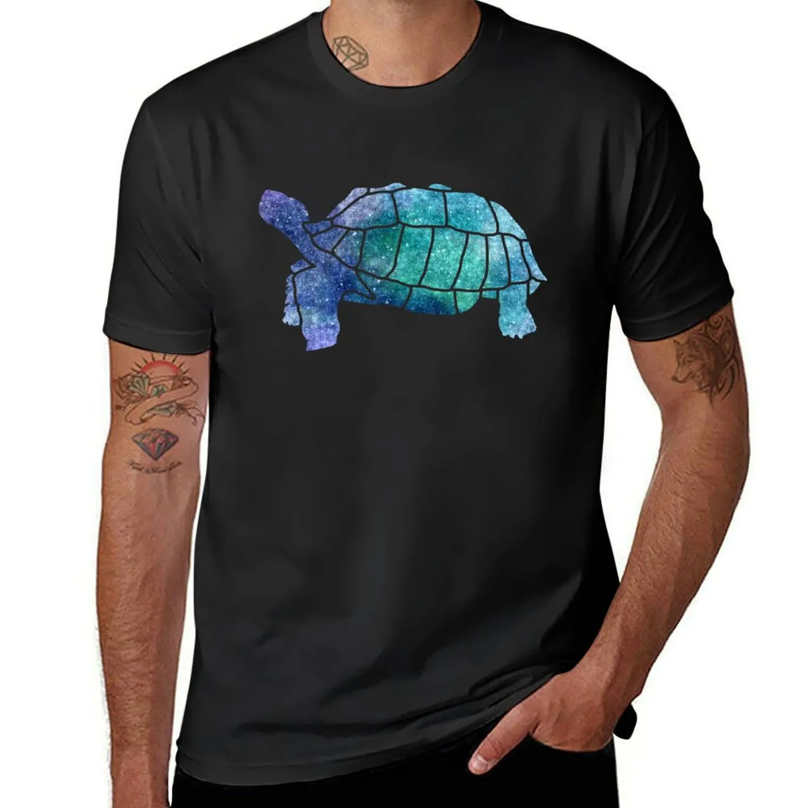 Sulcata Tortoise Silhouette (sparkles) T-Shirt blanks for a boy boys whites korean fashion men clothings