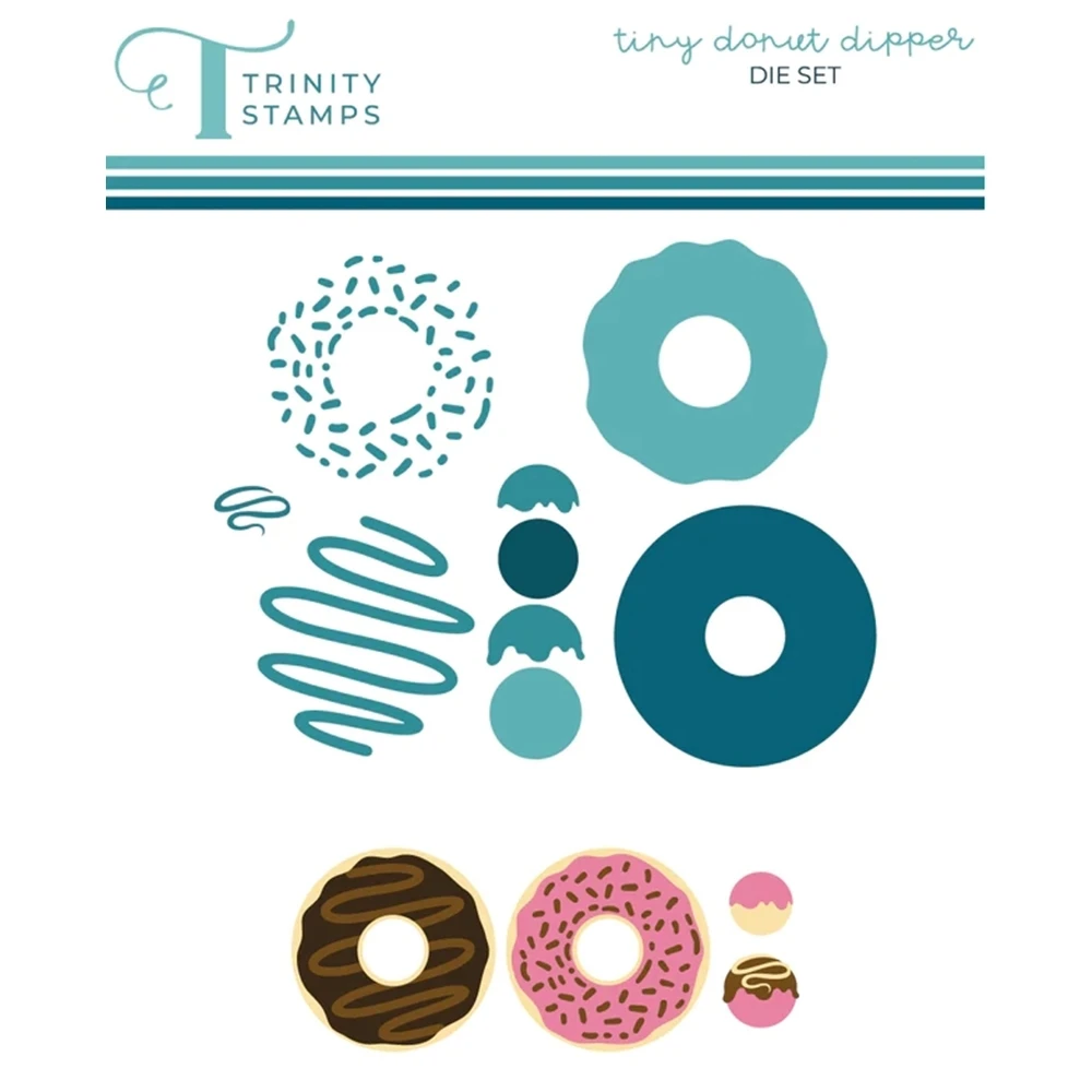 New 2024 Tiny Donut Dipper Valentine's Day Cutting Dies Clear Stamps Set Scrapbooking For Paper Making Frame Card