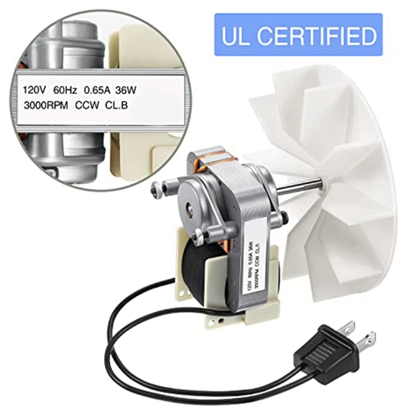 Bathroom Ventilation Exhaust Fan Motor Kit Replacement Electric Motor Set Kit Compatible For Nutone Broan 50CFM 120V US Plug