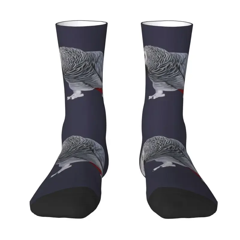 Cool African Grey Parrot Socks Men Women Warm 3D Printed Psittacine Bird Football Sports Crew Socks