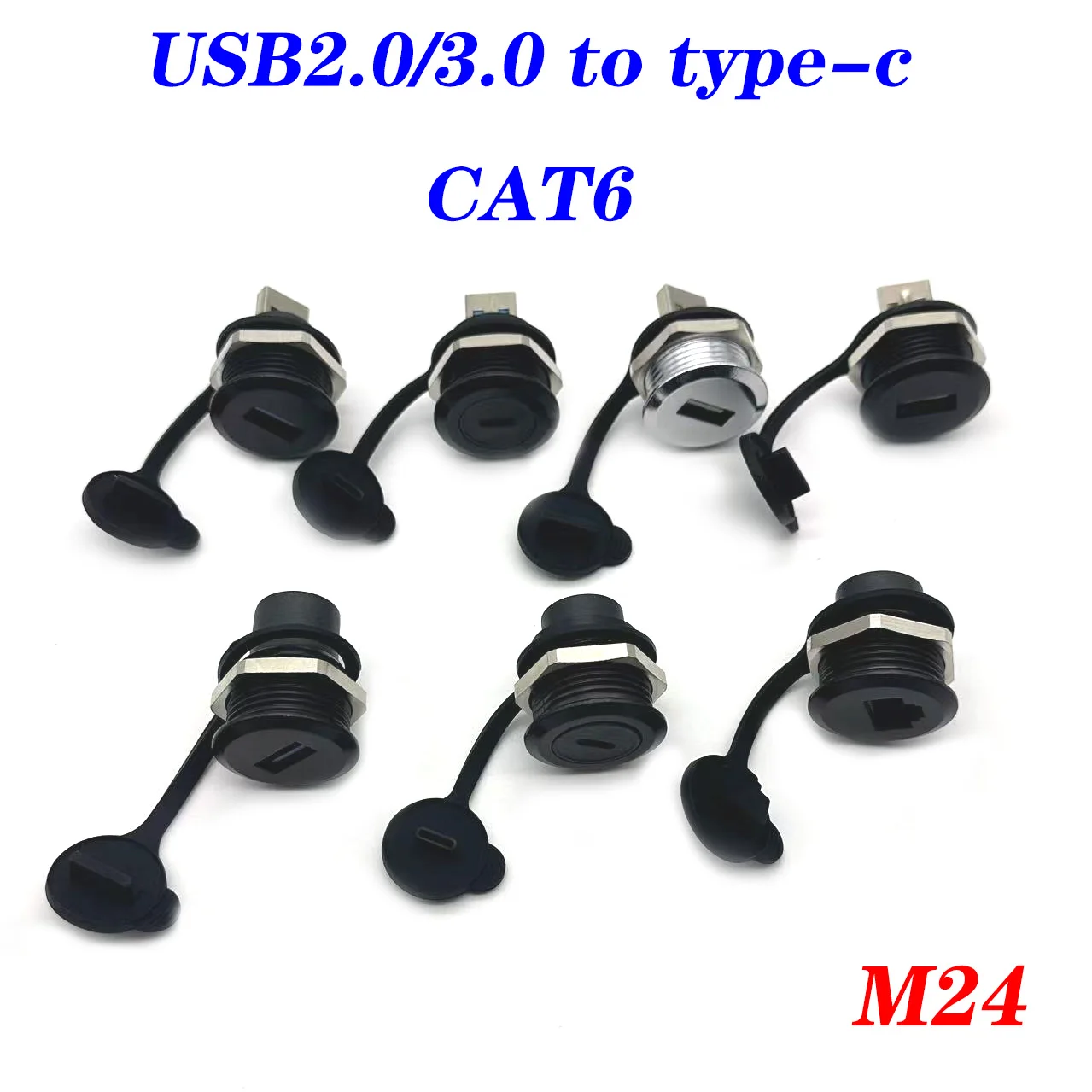 

1pcs Metal Round Socket Module D Type RJ45 Straight Through Network USB2.0 USB3.0 Connector Panel Mounting CAT6