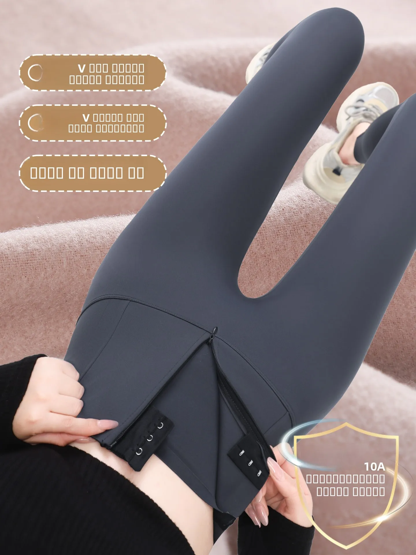 

High-Waist Fce-Lined Thi Yoga Pants Women's Outerwear Autumn Winter arkskin Tight Slimming Tummy Control Butt Lifting