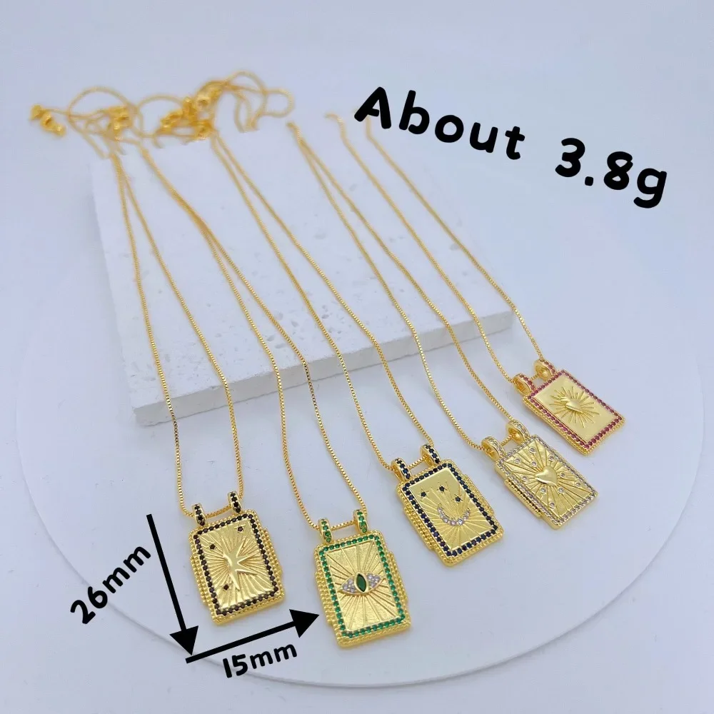 1 Pcs Plating Copper Zircon Pendant Only Diy Jewelry Making Supplies Star Moon Heart Eyes Rectangle Tarot Card Double Ears Parts