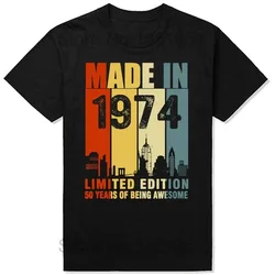 2024 Made in 1974 Limited Edition 50 Years of Being Awesome Tee Tops Round Neck Short-Sleeve Fashion Clothing Casual T-shirts