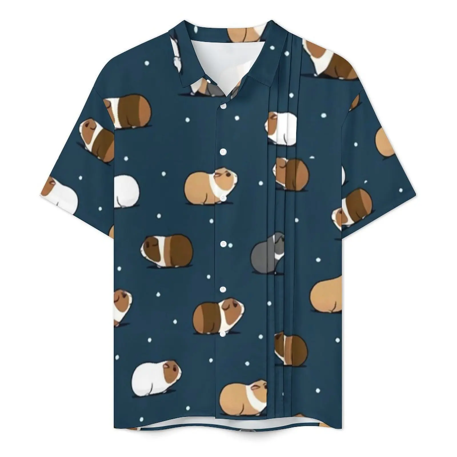 Little Guinea Pig Vacation Shirt Animal Print Hawaiian Casual Shirts Man Elegant Blouses Short Sleeve Street Style Design Tops