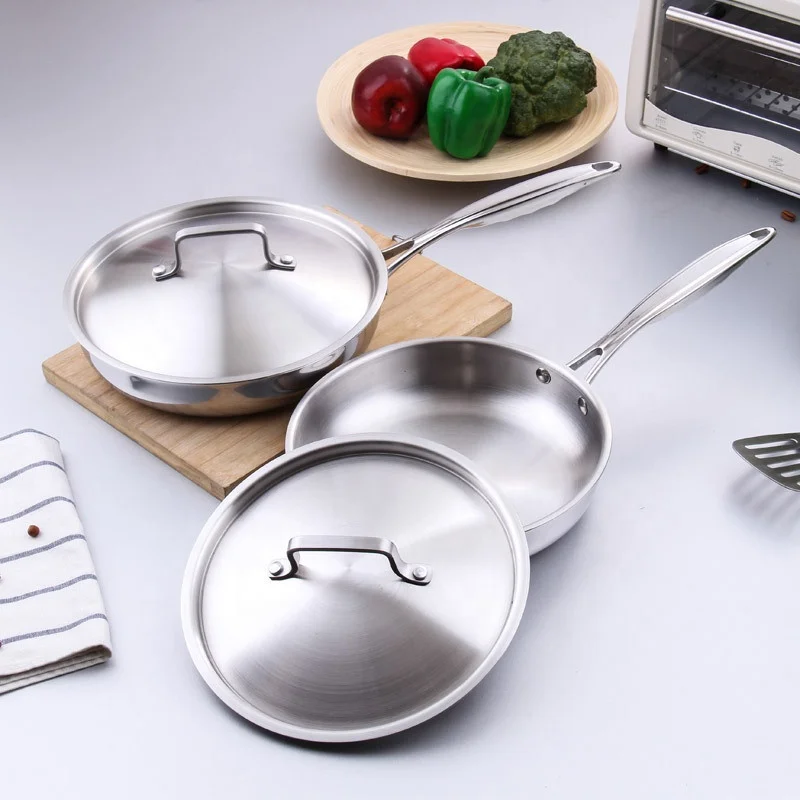 

Best Selling Induction Kitchen Cooking Pan Tri-ply Bottom Stainless Steel Frying Pan