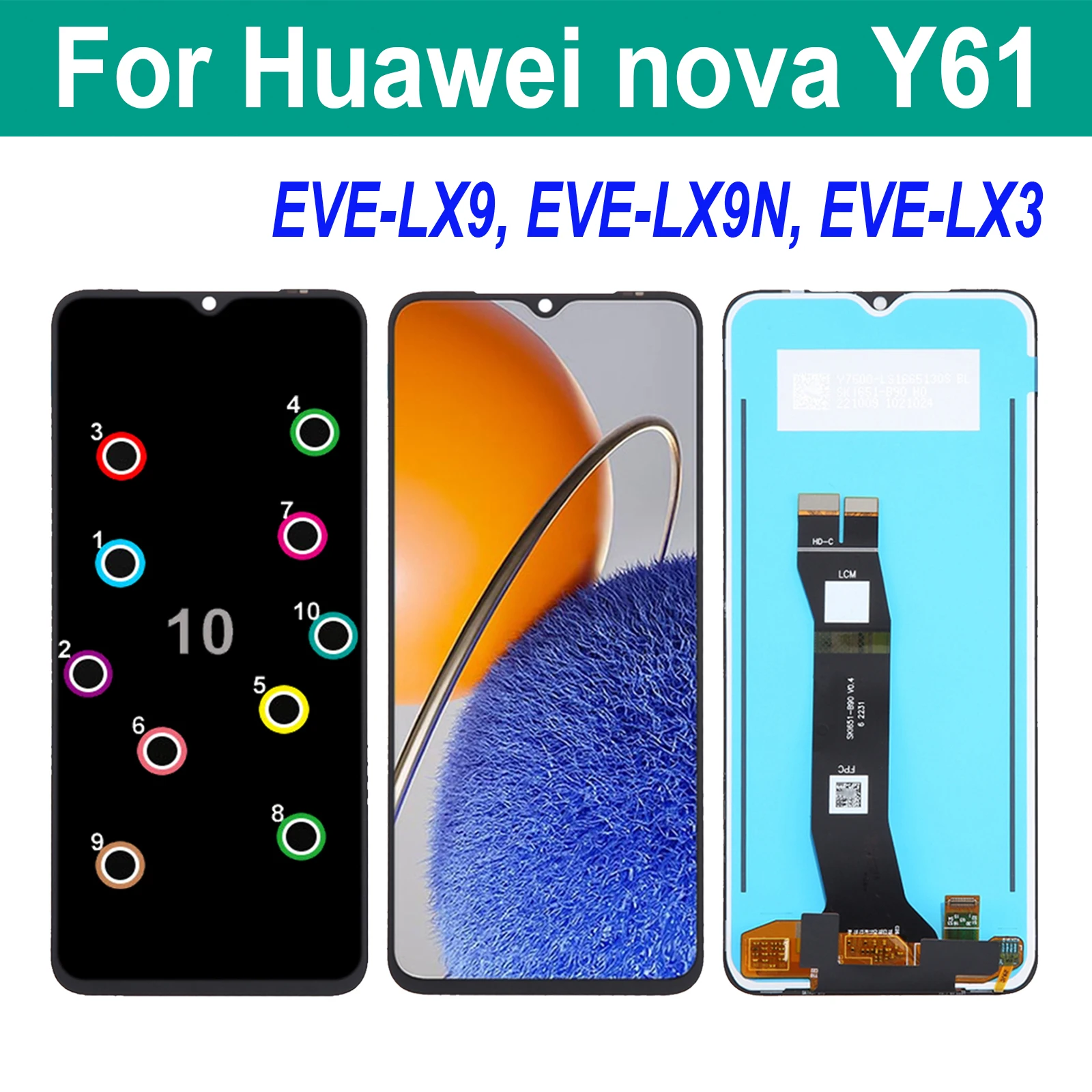 

Original For Huawei Nova Y61 LCD Display Touch Screen Digitizer Assembly For Huawei NovaY61 EVE-LX9 EVE-LX9N EVE-LX3 LCD