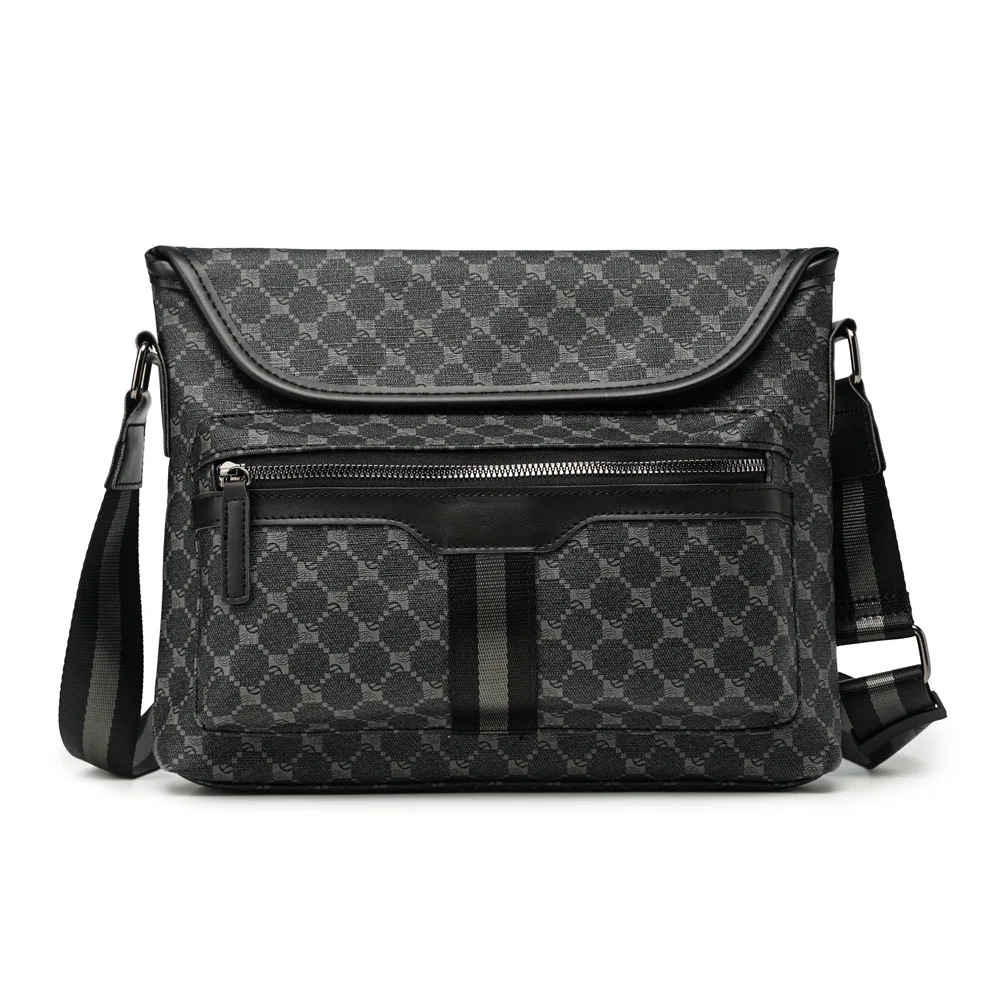 Modische karierte Umhängetasche für Herren, luxuriöse Business-Umhängetaschen für Herren, Pendler-iPad-Taschen, lässige Reisetasche, trendige Herren-Geldbörse – Detail 4