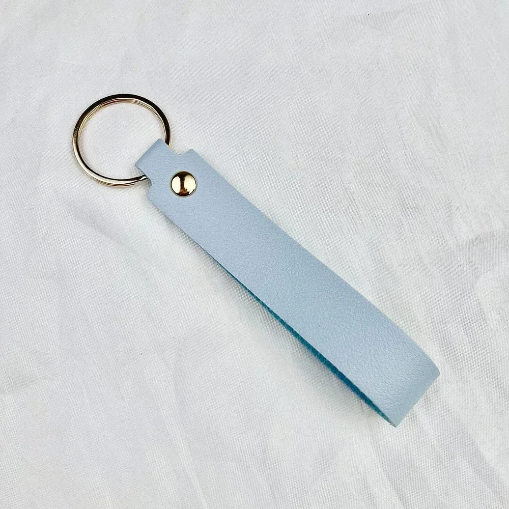 Personalized Engraving Name & Date PU Leather Keychain