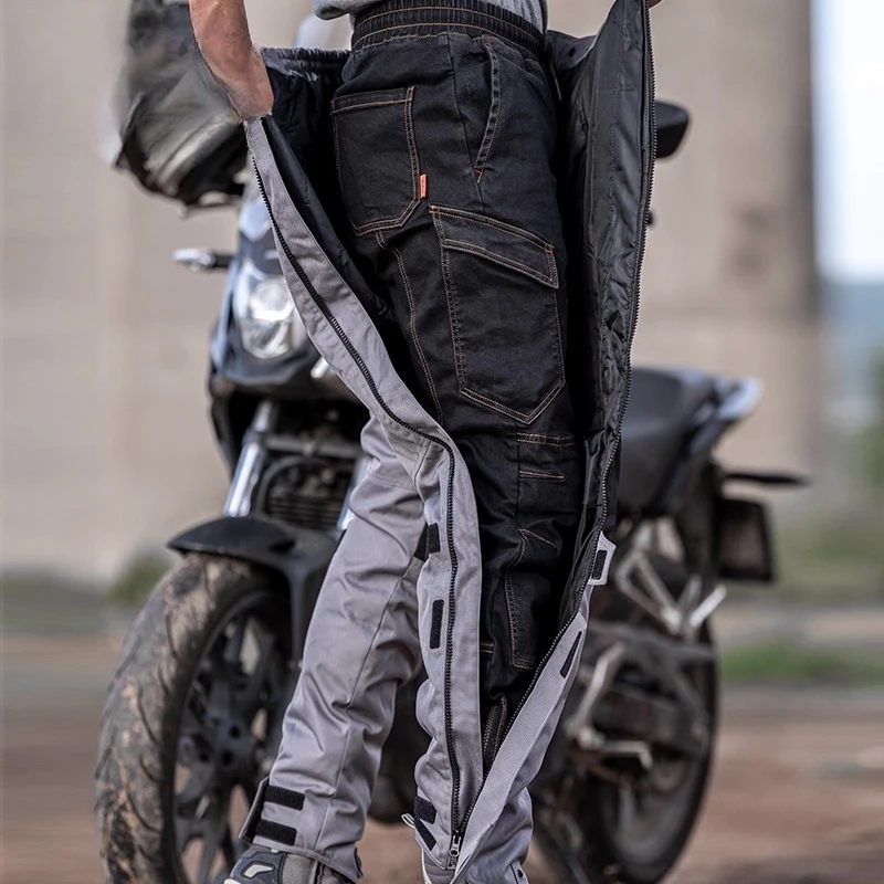 New Men's Motorcycle Pants Quick Release Winter Warm Quick Take Off Trousers Built in CE Protectors Water Repellent Pants