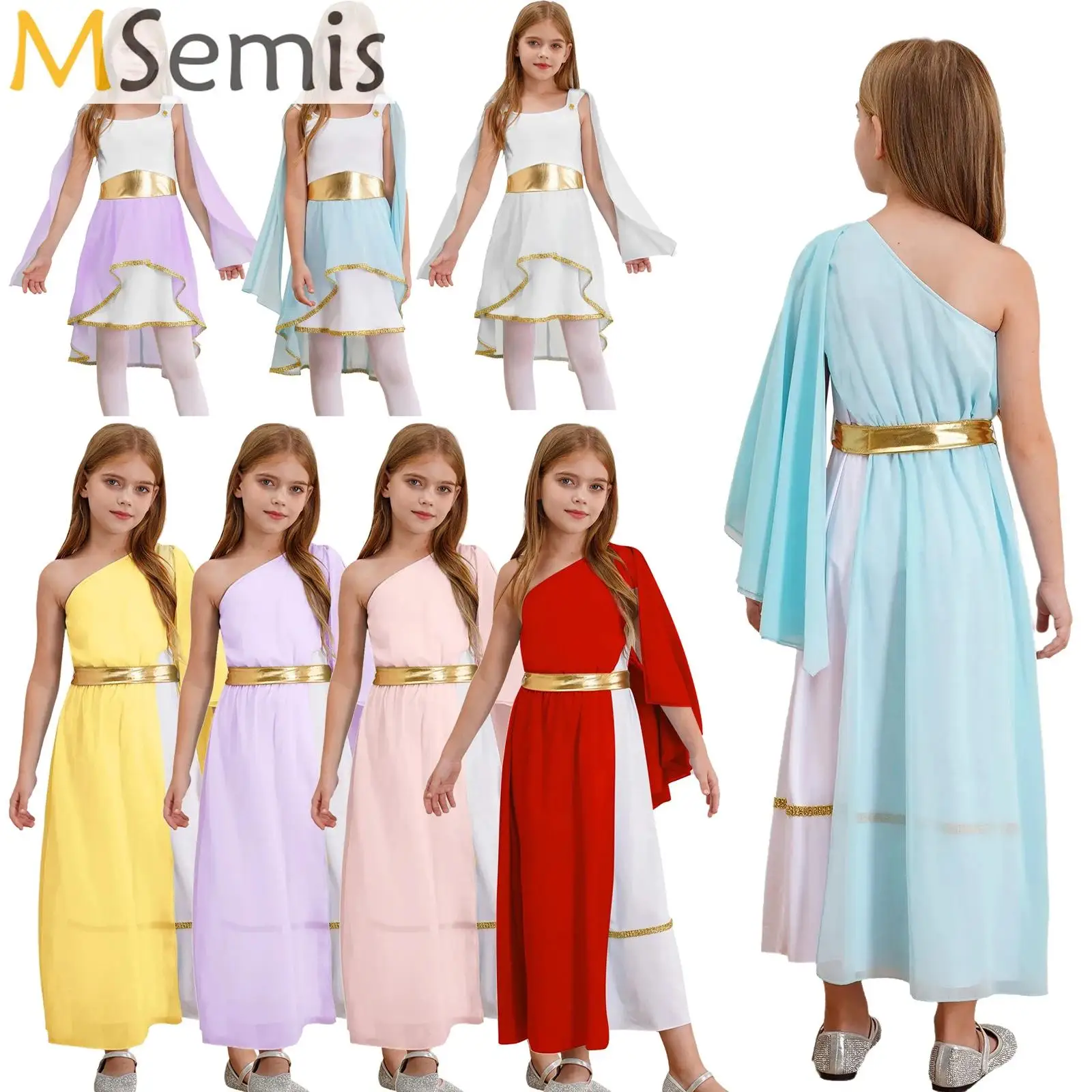 

Kids Girls Ancient Greek Goddess Costume Athena Cosplay Girls Roman Grecian Toga Dress Purim Halloween Party Cosplay Dress