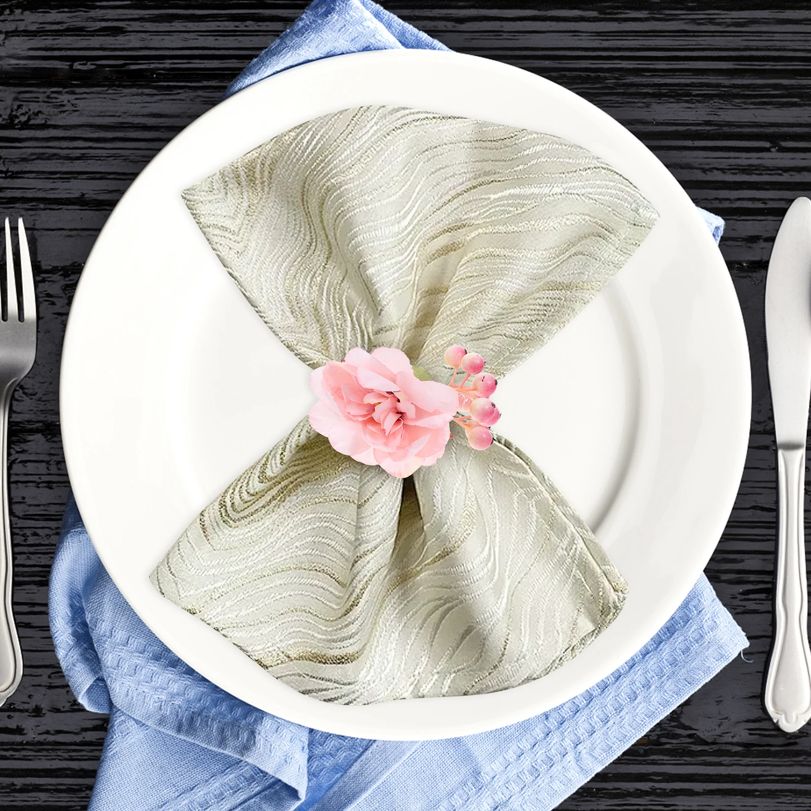 

12Pcs Floral Napkin Rings Faux Flower Serviette Buckles Elegant Wedding Table Decor Spring Summer Party Thanksgiving