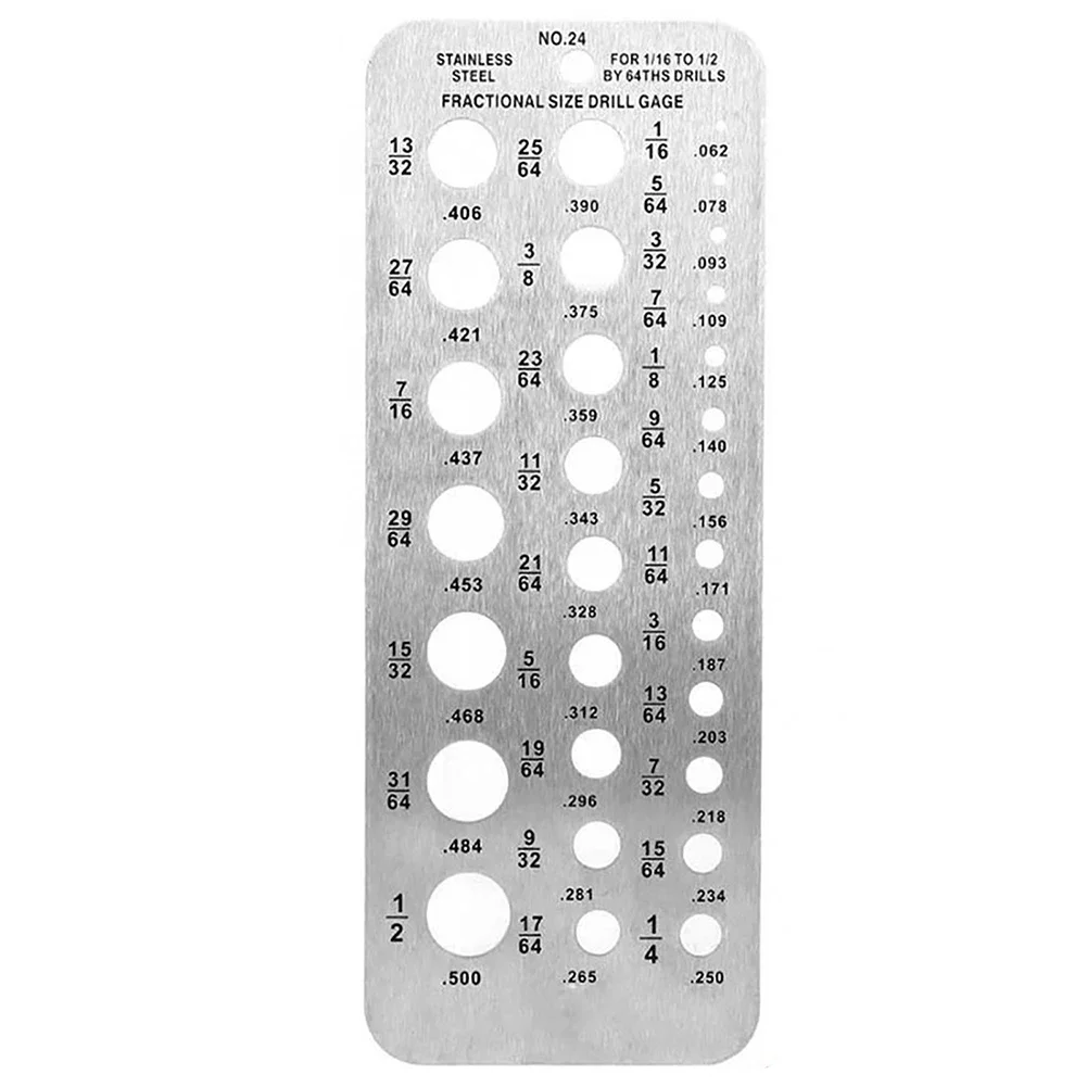 15.9x6cm Drill Gauge 29 Sizes Index Bolt Wire Diameter Bit Hanging Hole Design Stainless Steel Measuring Gauges Tools