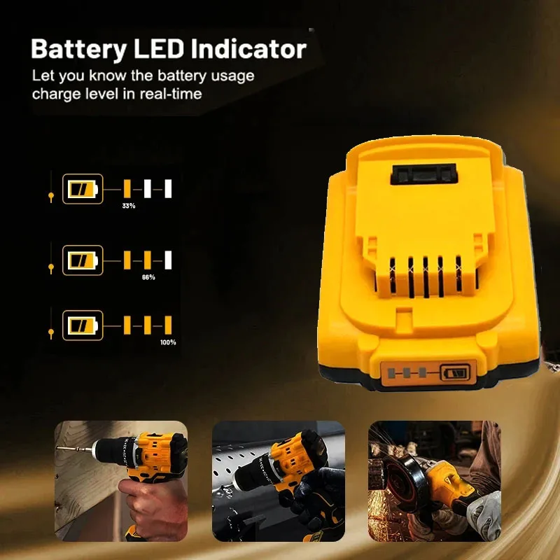 Originální 3AH pro DEWALT 20V akumulátor pro elektrické nářadí DCB606 DCB205 DCB206 DCB205, DCB184, DCB200 pro baterie Dewalt - náhled 3