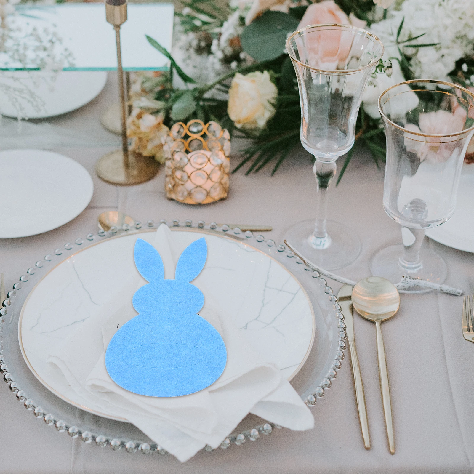 

4Pcs Rabbit Cutlery Bags Easter Bunny Fork Cutter Pouches Tableware Storage Holders Party Table Decoration Easter Tableware Bag