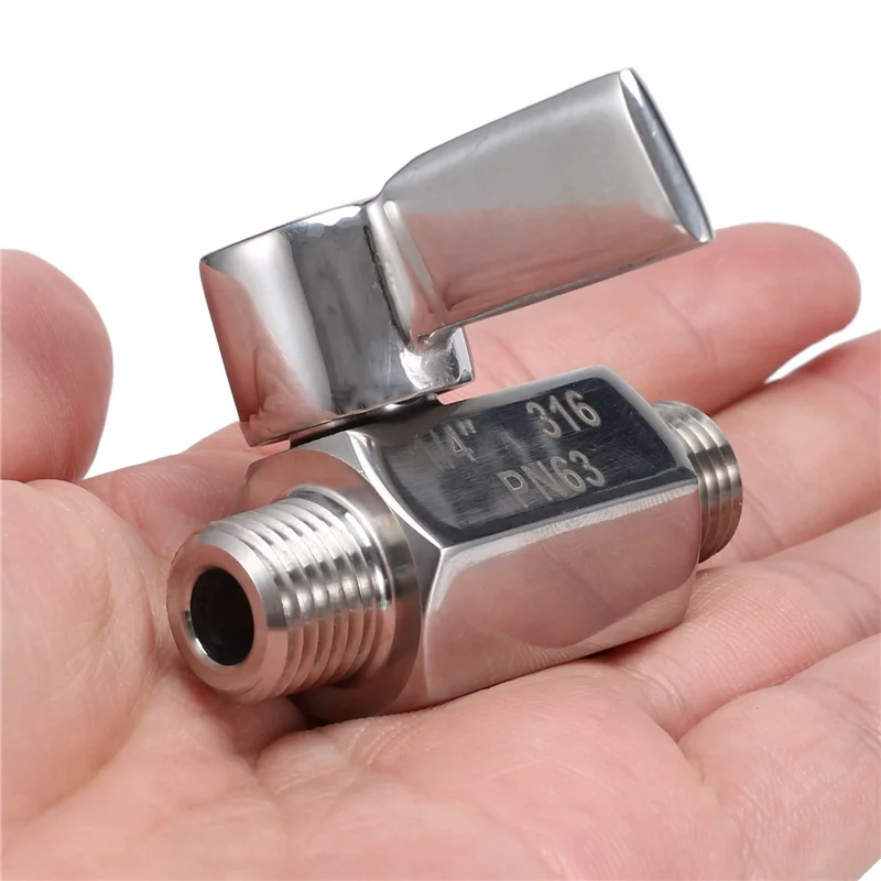 حار Sale-2X 316 صمام كروي غير قابل للصدأ - 1/4 بوصة NPT الموضوع ذكر صمام كروي صغير (1/4 بوصة ذكر وذكر)