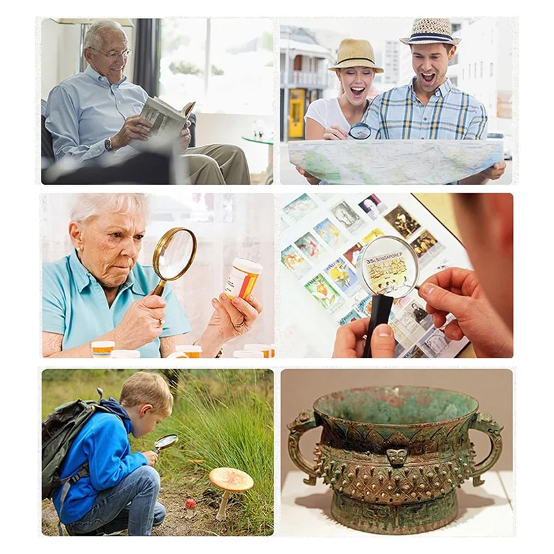 LED Magnifying Glass Handheld 3-30X/60X, Large Lighted Magnifier For Reading, Seniors, Crafts