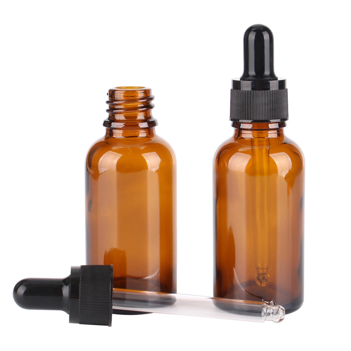 6/12/24pcs 5ml 10ml 15ml 20ml 30ml 50ml 100ml Amber Glass Dropper Bottles with Glass Pipette for Cosmetic Perfume Essential Oils
