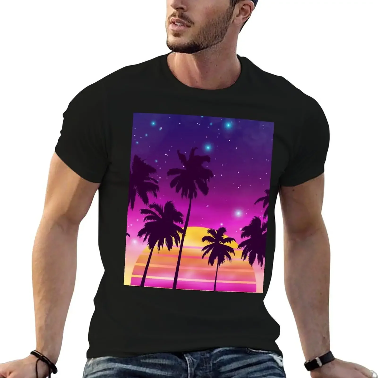 

Incredibly Vibrant Sunset Synthwave T-Shirt custom t-shirts luxury clothing labubu man clothes sublime mens tall t shirts