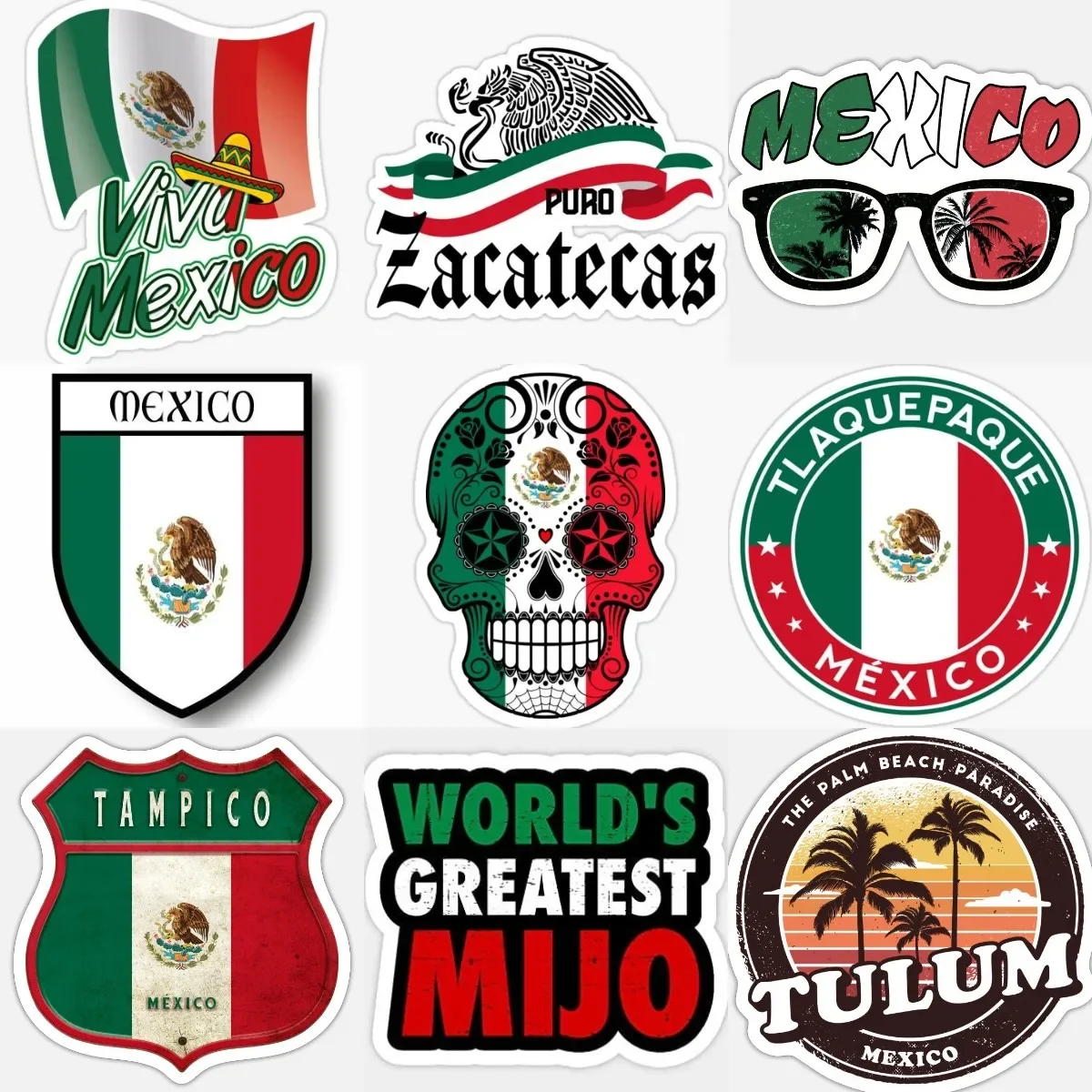 

Mexico Flag Map National Emblem Creative PVC Sticker for Decorate Car Wall Room Laptop Door Bumper Bicycle Helmet Table Fridge