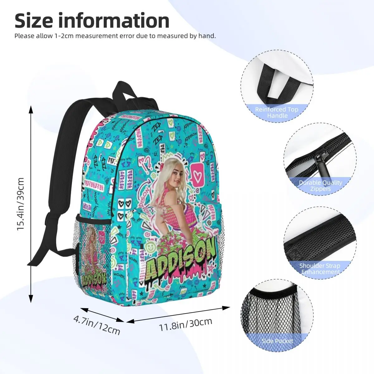 Zombies 3 1 Backpack Bag Printed Lightweight Casual Schoolbag For School, Outdoor, Shopping, Office 15inch