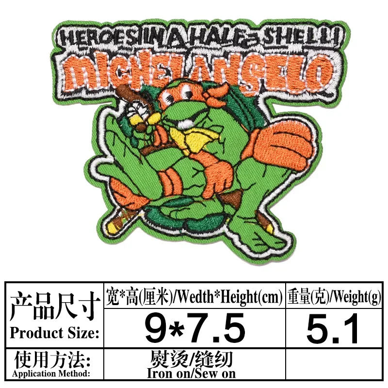 Teenage Mutant Ninja Turtles Anime Embroidered Patch on Clothes Pants Clothing Thermoadhesive Fusible Patches Accessories Decor