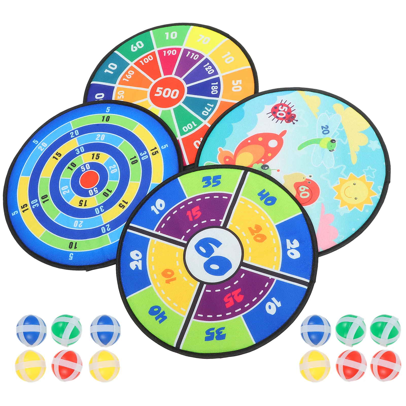 4 Zestawy Zewnętrznych Tarcz do Darta z Lepkimi Kulkami Zabawki dla Dzieci Tarcza Materiałowa do Rzucania