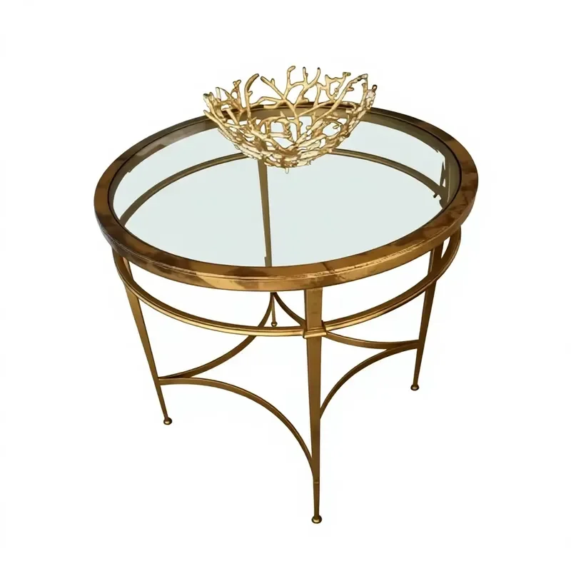 Modern 201 Stainless Steel Side Table with Tempered Glass Top Small Round End Table for Living Room Bedroom Sofa Corner Decor