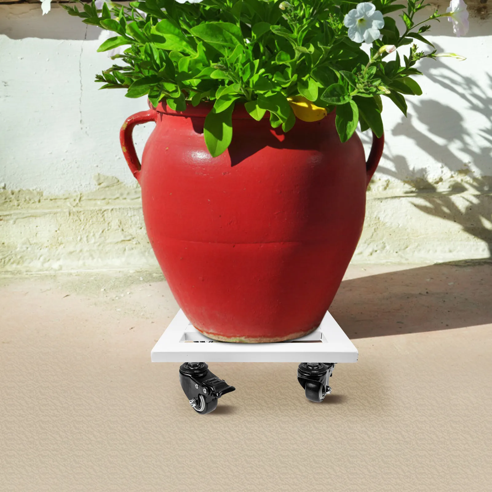 Heavy Duty Iron Flower Pot Tray with 4 Smooth Swivel Wheels Movable Plant Dolly for Indoor Outdoor Garden Heavy Plants Trees