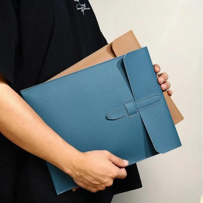 A4 Cortex Vertical Thick Leather Document Bag Folder Storage For Contract Invoice Tablet Back To School Use