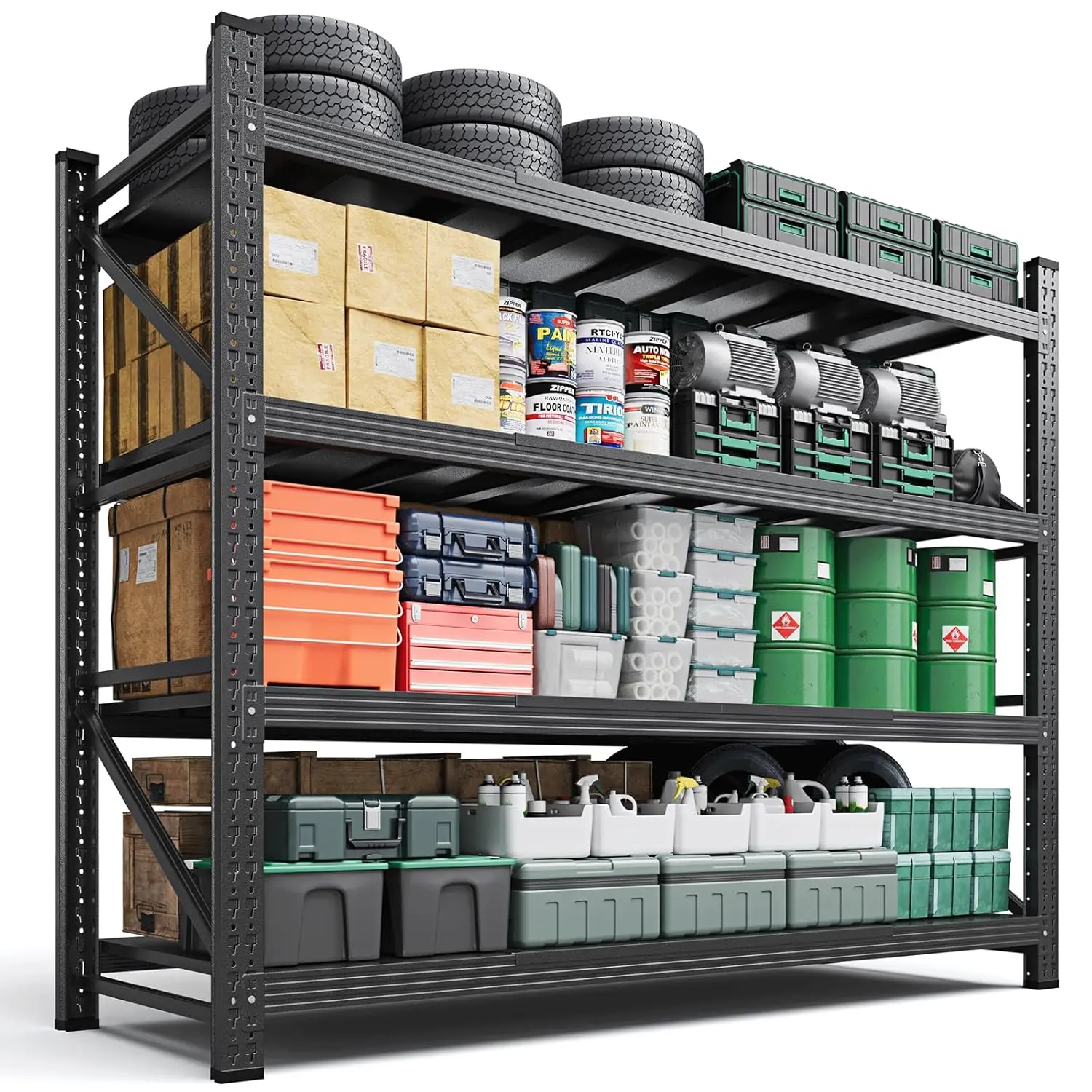 71.3" W Metal Storage Shelves,5000LBS Heavy Duty Garage Shelving Units, 4 Tier Adjustable Utility Rack Shelf,Large, Customized