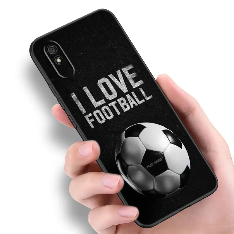 Fire Football Soccer Ball Black Phone Case For Redmi 10 Prime A1 A2 Plus K30 K40 Gaming K60 Pro 9 9A 9C 9T 10A 10C 12 12C 13C