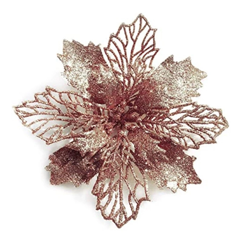 Fiori decorativi per albero Natale con glitter natalizi da 11 per ghirlanda