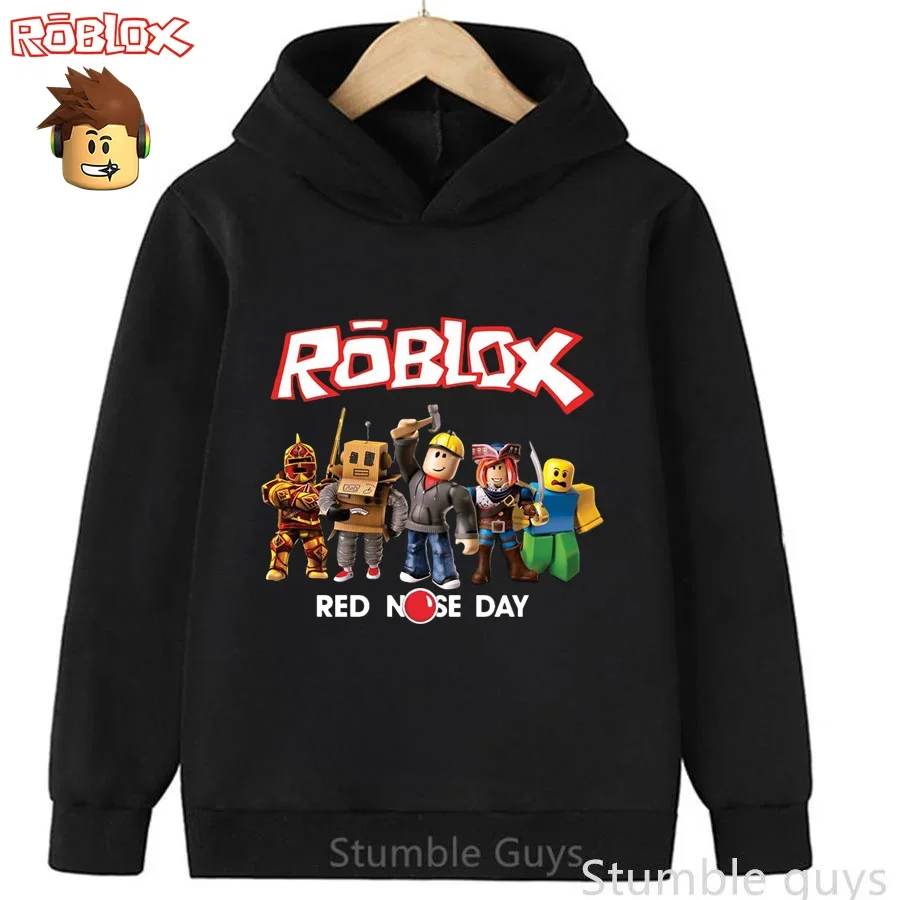 Sudadera con capucha informal Roblox para niños de 3 a 12 años, ropa de moda con estampado de elementos de juego en 3D de otoño para niños y niñas